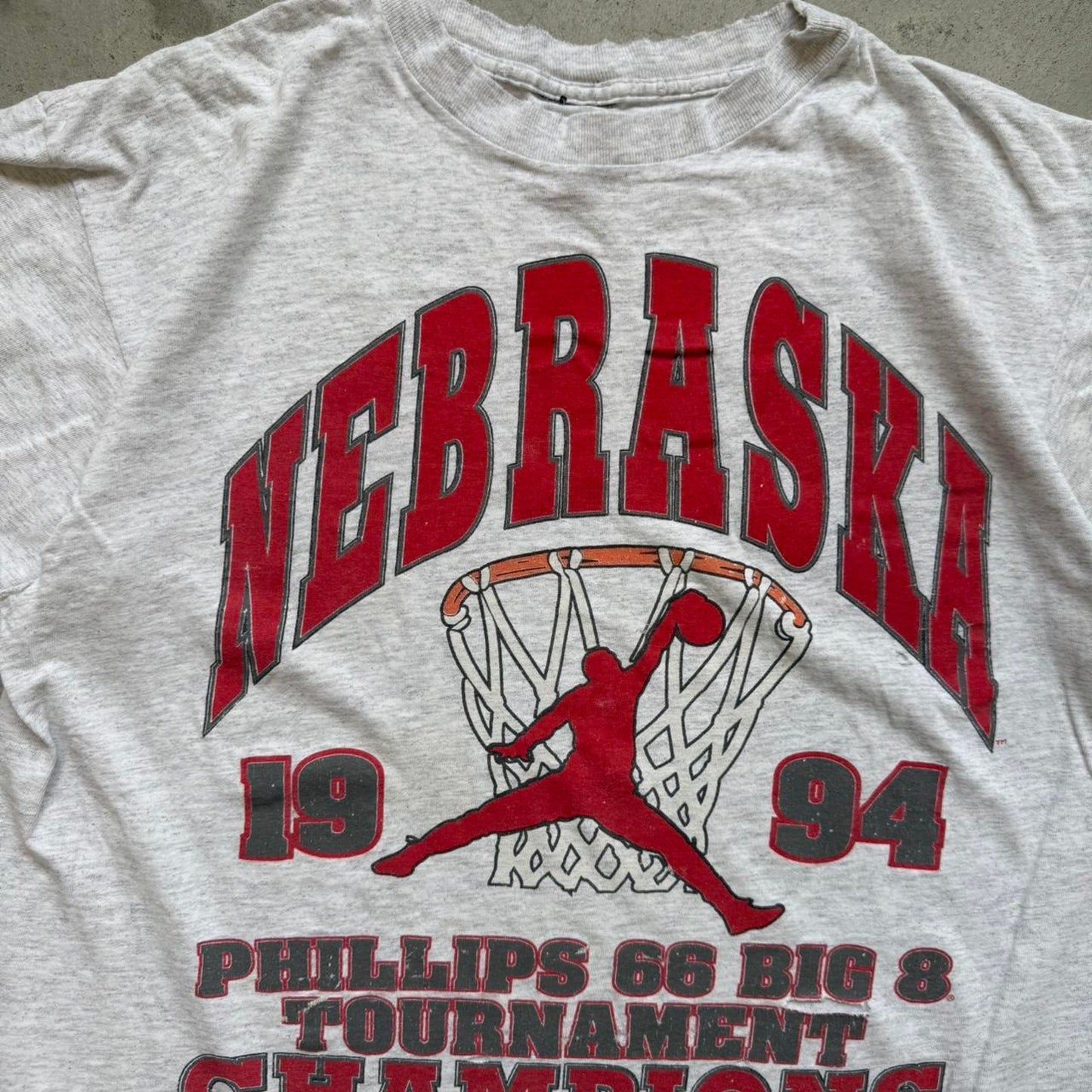 Vintage 1995 Nebraska Basketball Big 8 Champions T-Shirt - Large