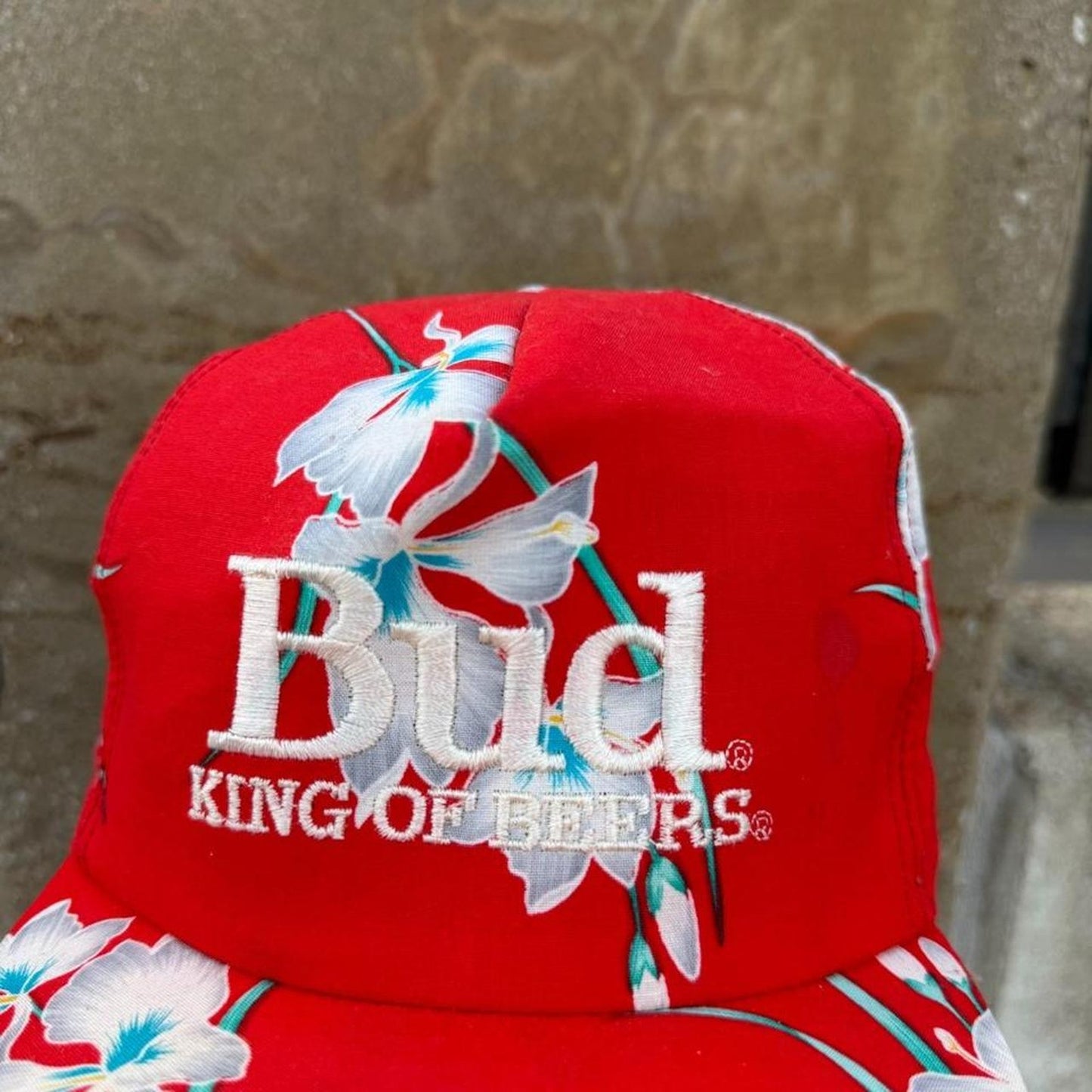Vintage 90s Budweiser Bud King of Beers Floral Snapback