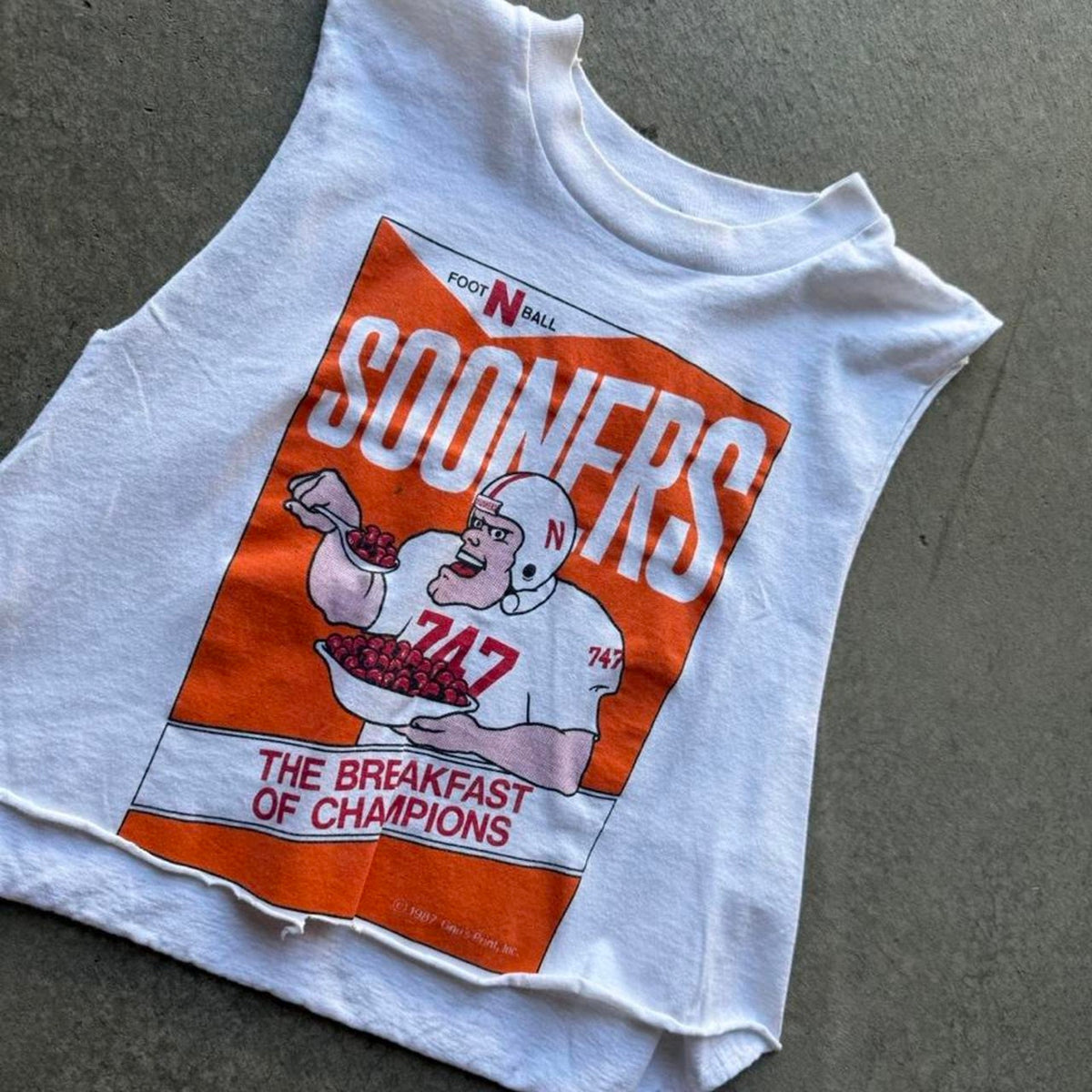 Vintage 90s Nebraska Huskers Sooners Breakfast Cereal Tank - Small