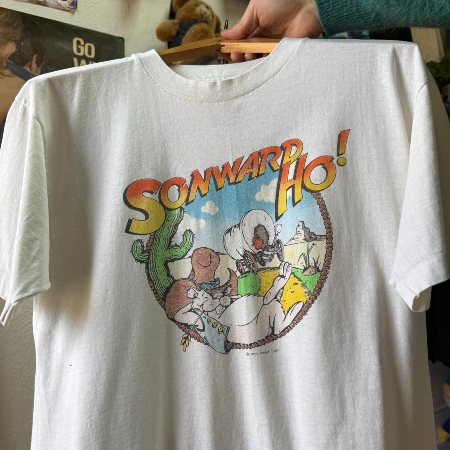 Vintage 90s Sonward Ho Western Cowboy Cartoon T-Shirt - Large