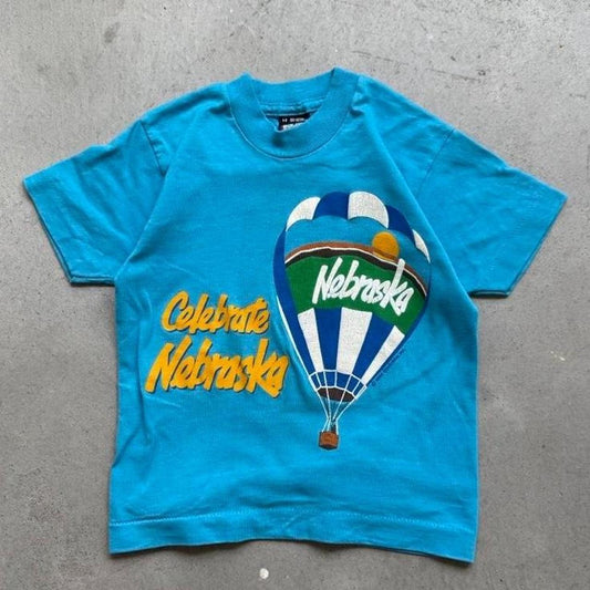 Vintage 90s Celebrate Nebraska Hot Air Balloon T-Shirt - Kids 6-8