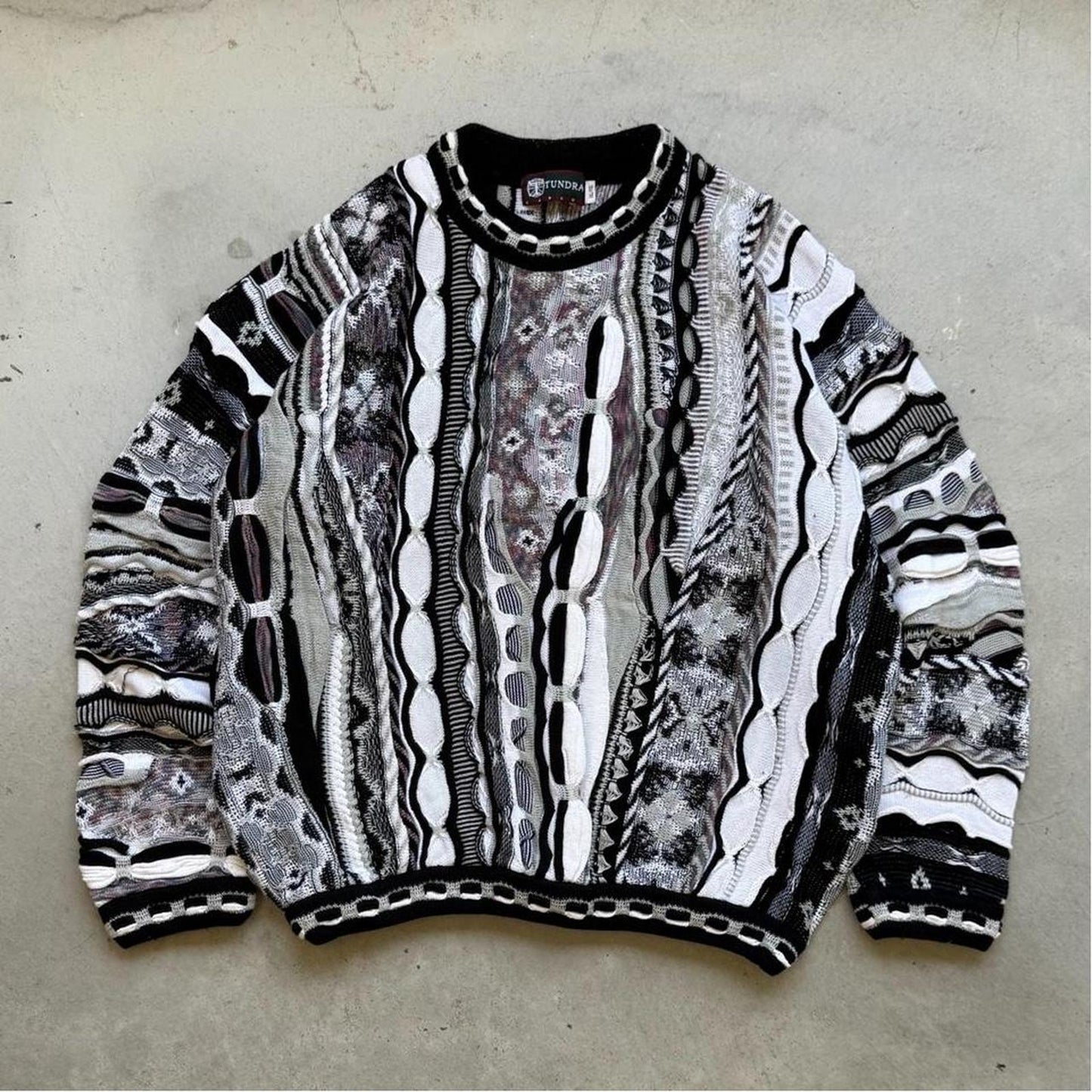 Vintage 90s Tundra Cotton 3D Knit Coogi Style Sweater - X-Large