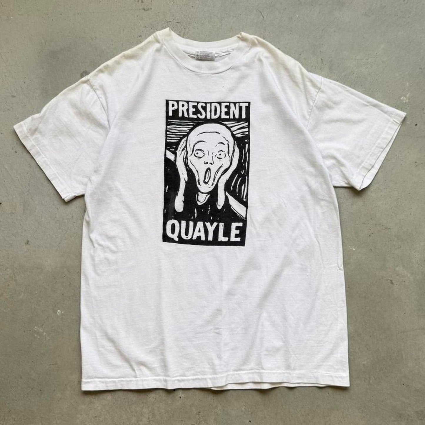 Vintage 90s President Quayle Van Gogh Scream Art T-Shirt - Large