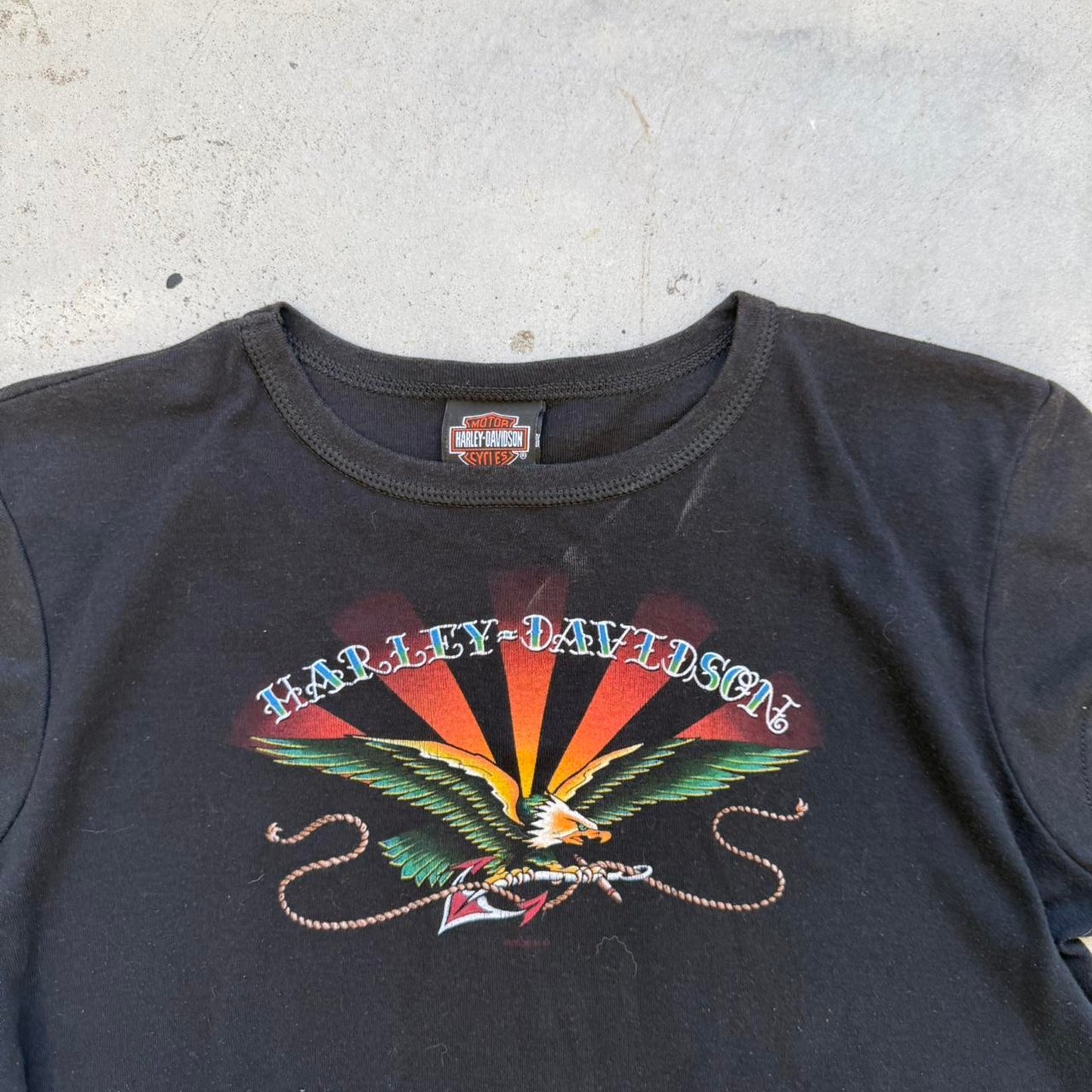 Vintage Harley Davidson Motorcycles Rising Sun Eagle Biker T-Shirt - X-Large (W)
