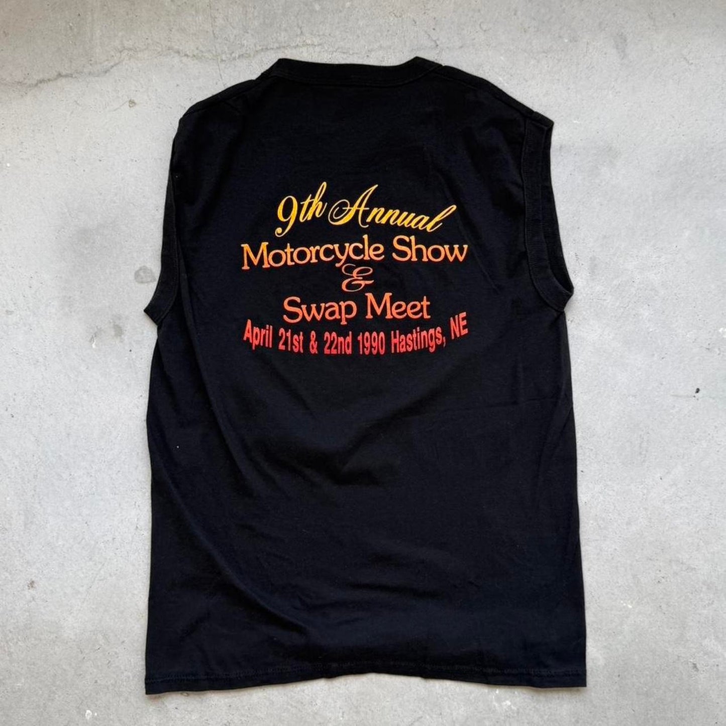 Vintage 1990 Nebraska Largest Motorcycle Show Biker Cutoff - X-Large