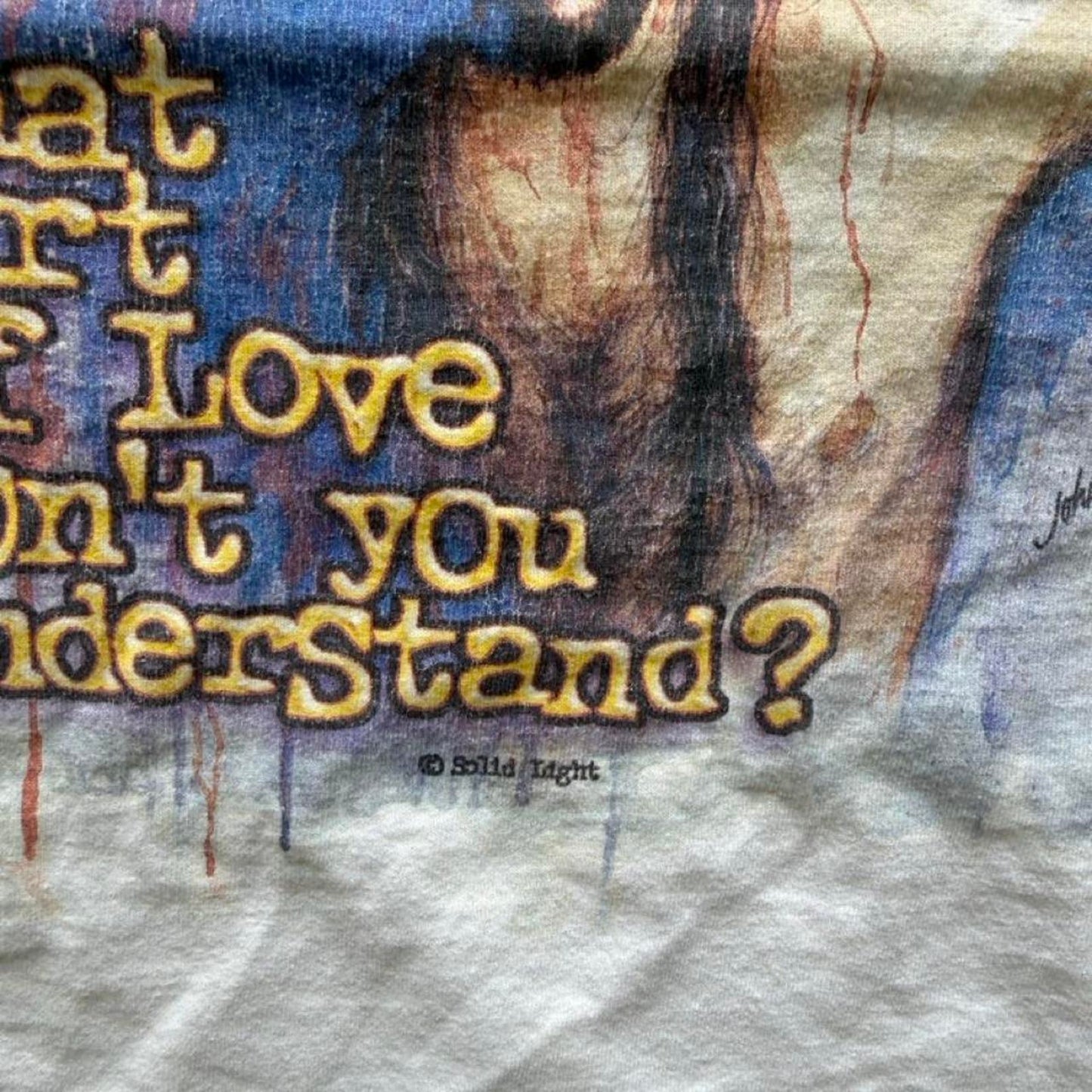 Vintage 90s Jesus What Part of Love Distressed T-Shirt - X-Large