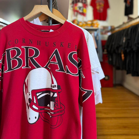 Vintage 90s Nebraska Huskers Helmet Spell Out Crewneck