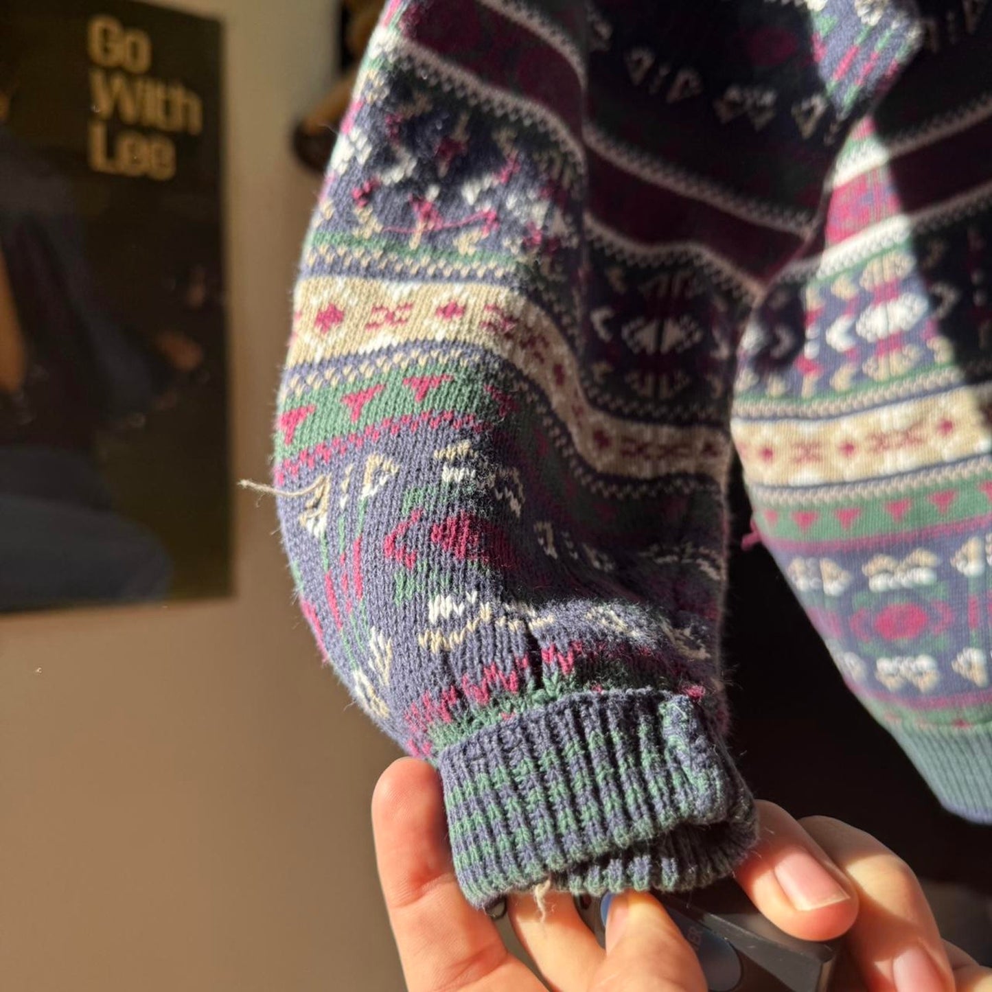 Vintage 90s Patterned Knit Knitted Sweater - X-Large