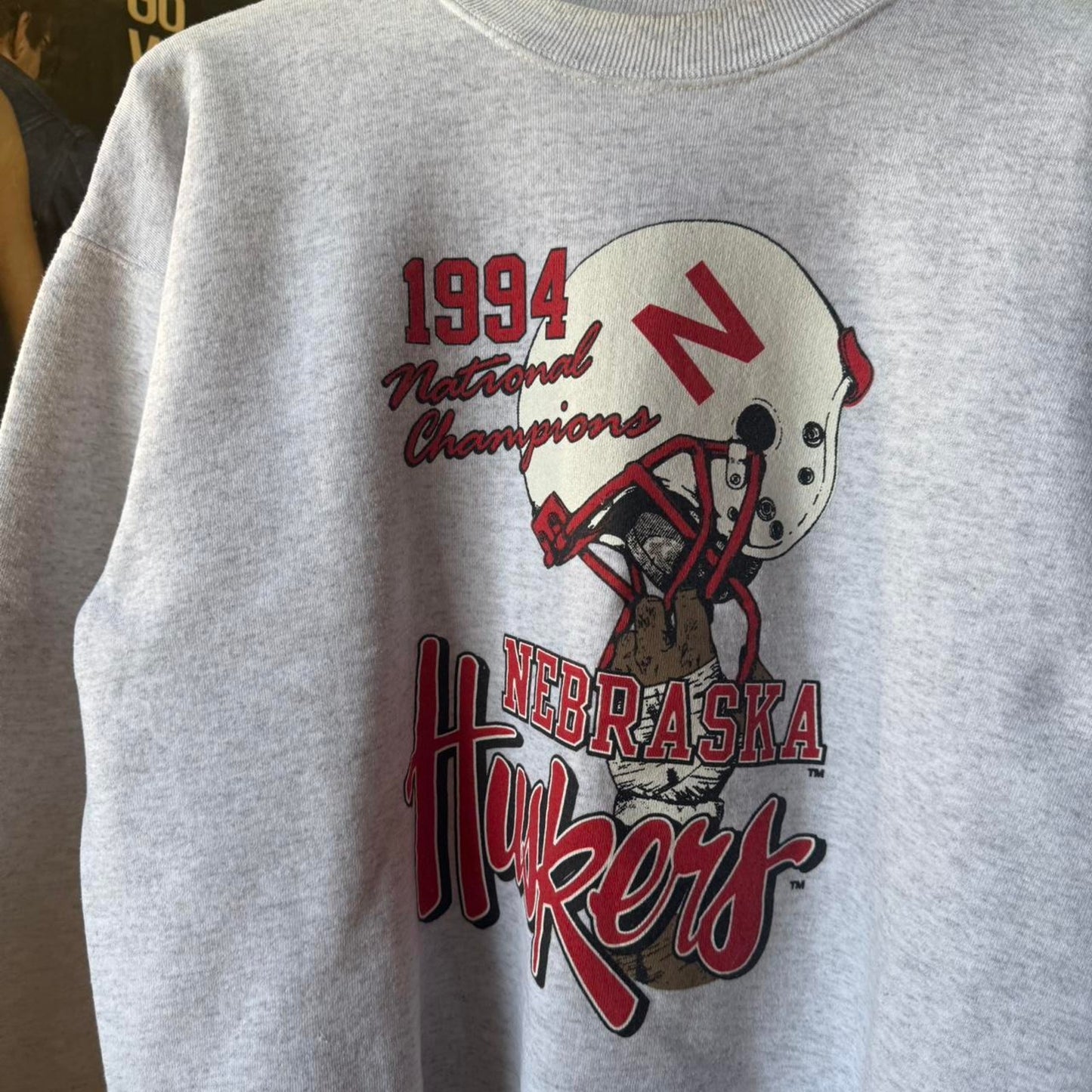 Vintage 1994 Nebraska Huskers National Championship Helmet Crewneck - X-Large