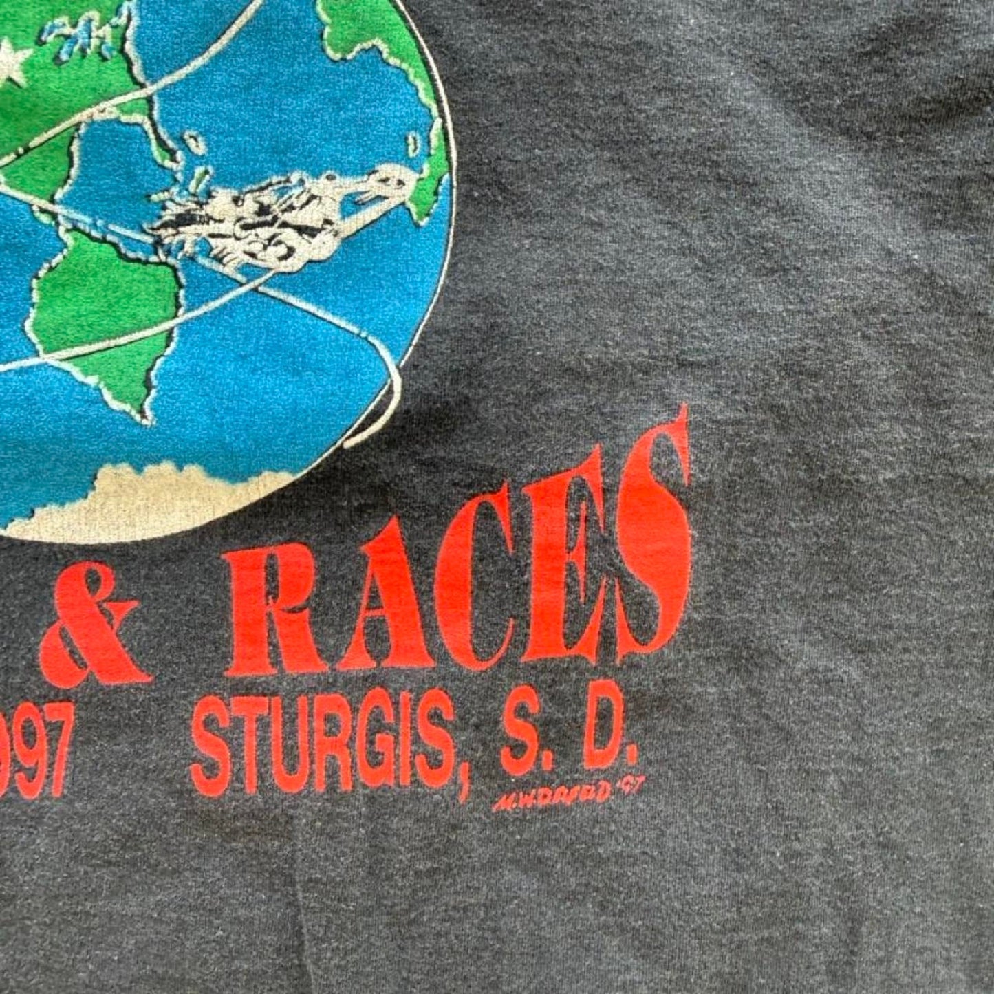Vintage 1997 Sturgis World Famous Rally Biker Motorcycle T-Shirt - Large