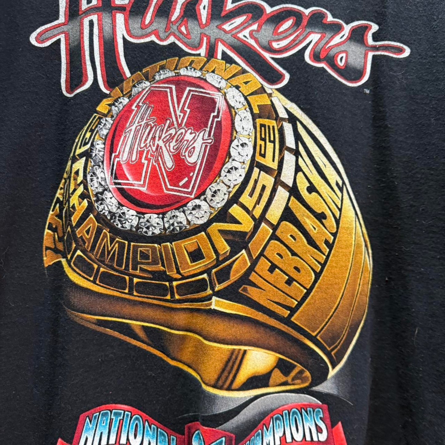 Vintage 90s Nebraska National Championship Ring T-Shirt - X-Large