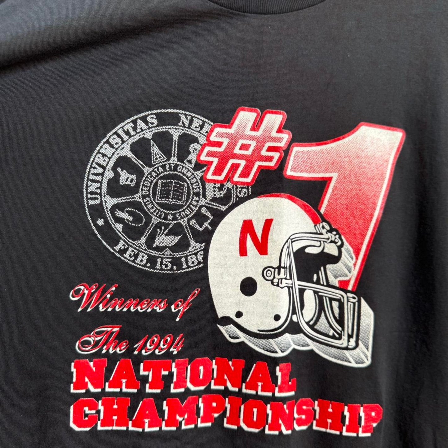 Vintage 90s Nebraska Huskers 1995 Championship Helmet T-Shirt