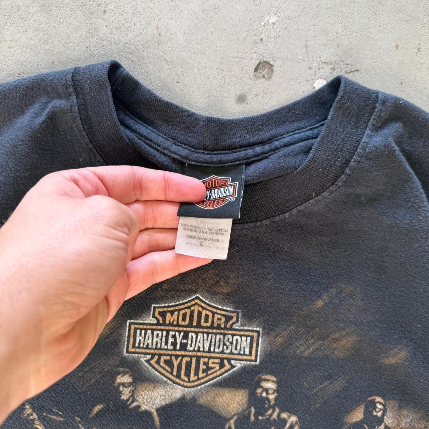 Vintage Y2K Harley Davidson Motorcycle Biker Pocket T-Shirt - Large