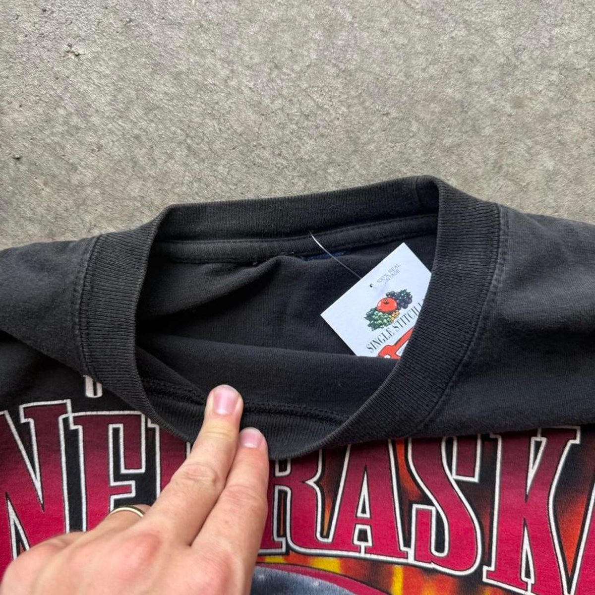 Vintage 90s Nebraska Huskers Flame Sleeve T-Shirt - Large