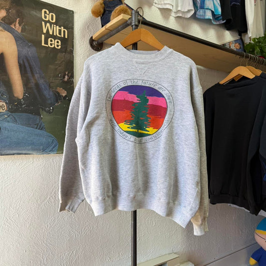 Vintage 90s Seeds of the Future Are Sown Tree Nature Crewneck - Large