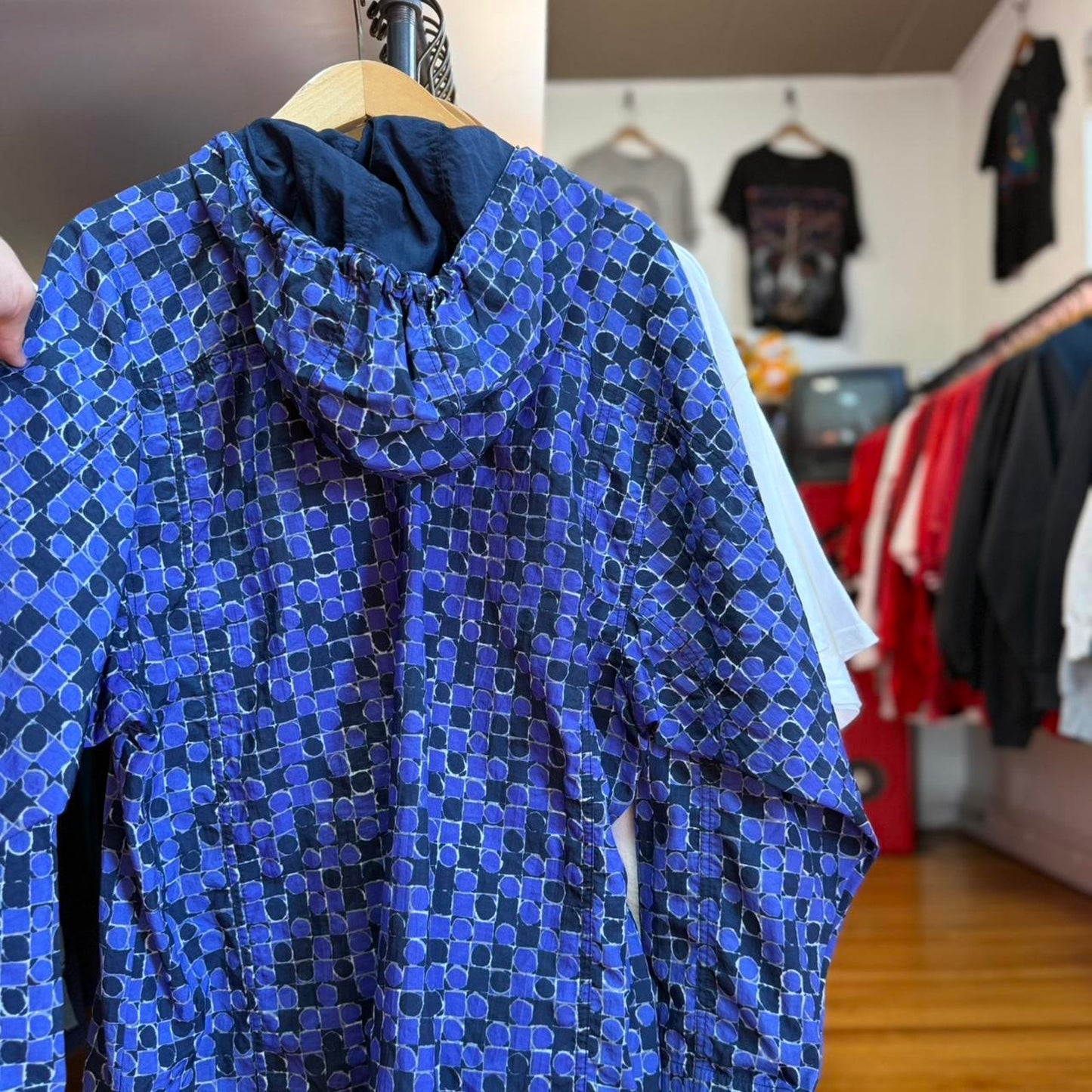 Vintage 90s Nike Swoosh Check Patterned Windbreaker Jacket - Medium