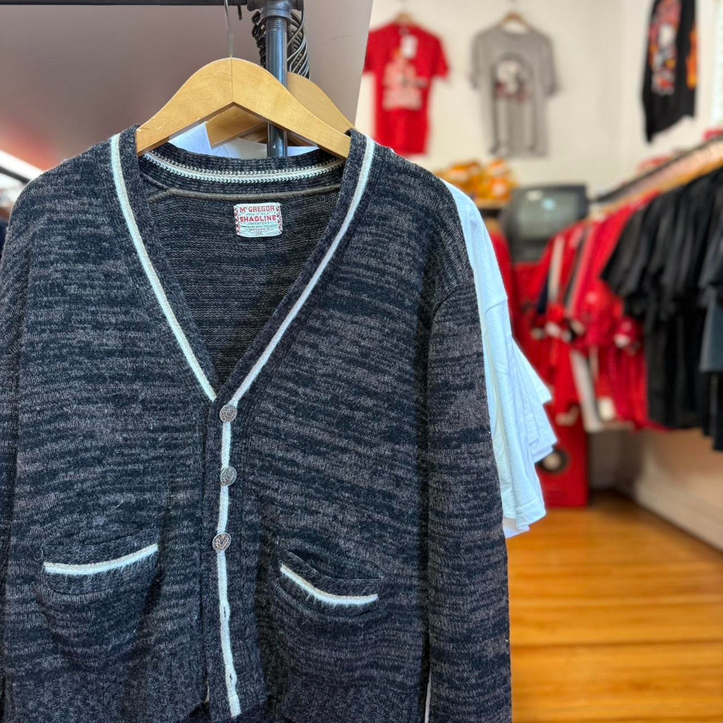 Vintage 70s McGregor Brindle Cardigan Sweater - Large