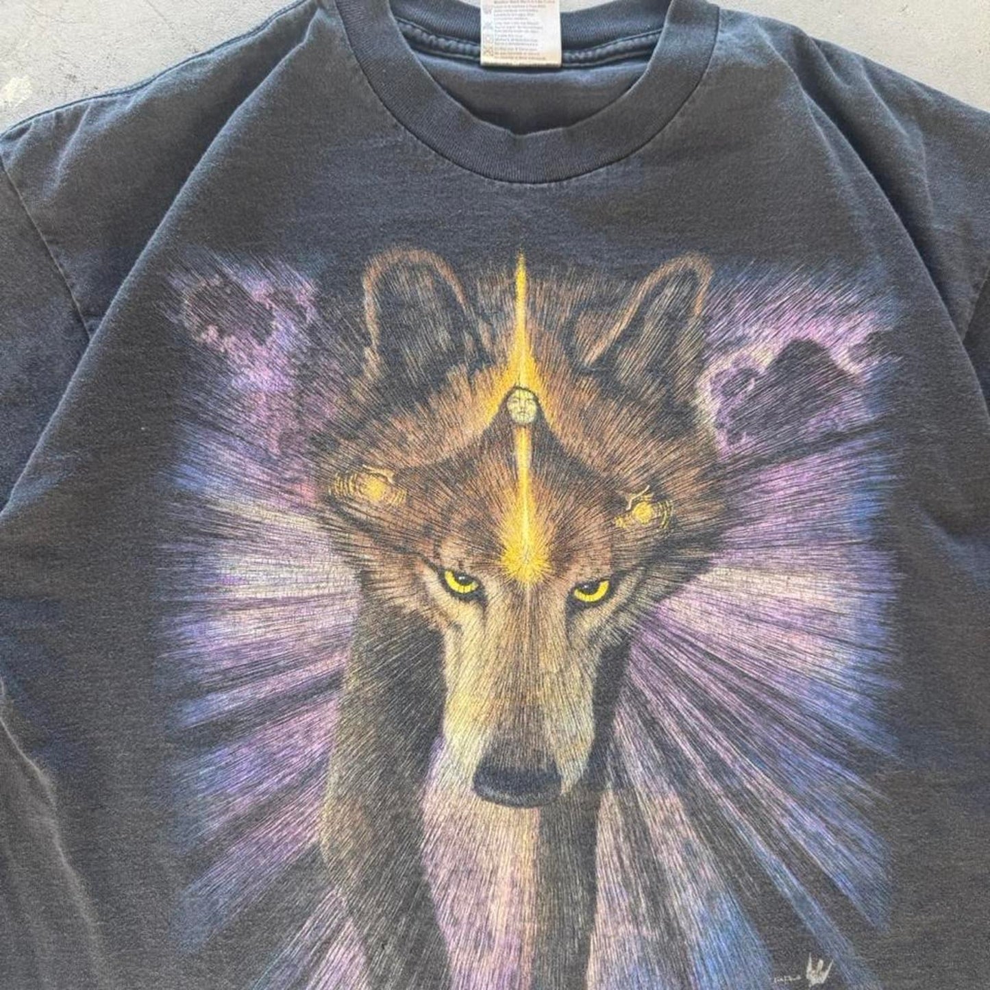 Vintage 90s Wolf Native American Animal T-Shirt - X-Large