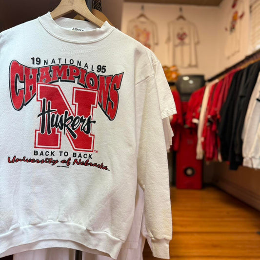Vintage 90s Nebraska Huskers National Champions Crewneck - Medium