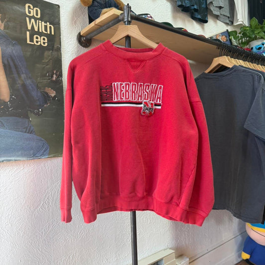 Vintage 90s Nebraska Huskers Embroidered Crewneck - Large
