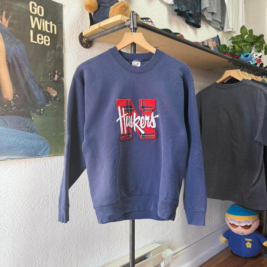 Vintage 90s Nebraska Huskers Plaid N Crewneck - Medium