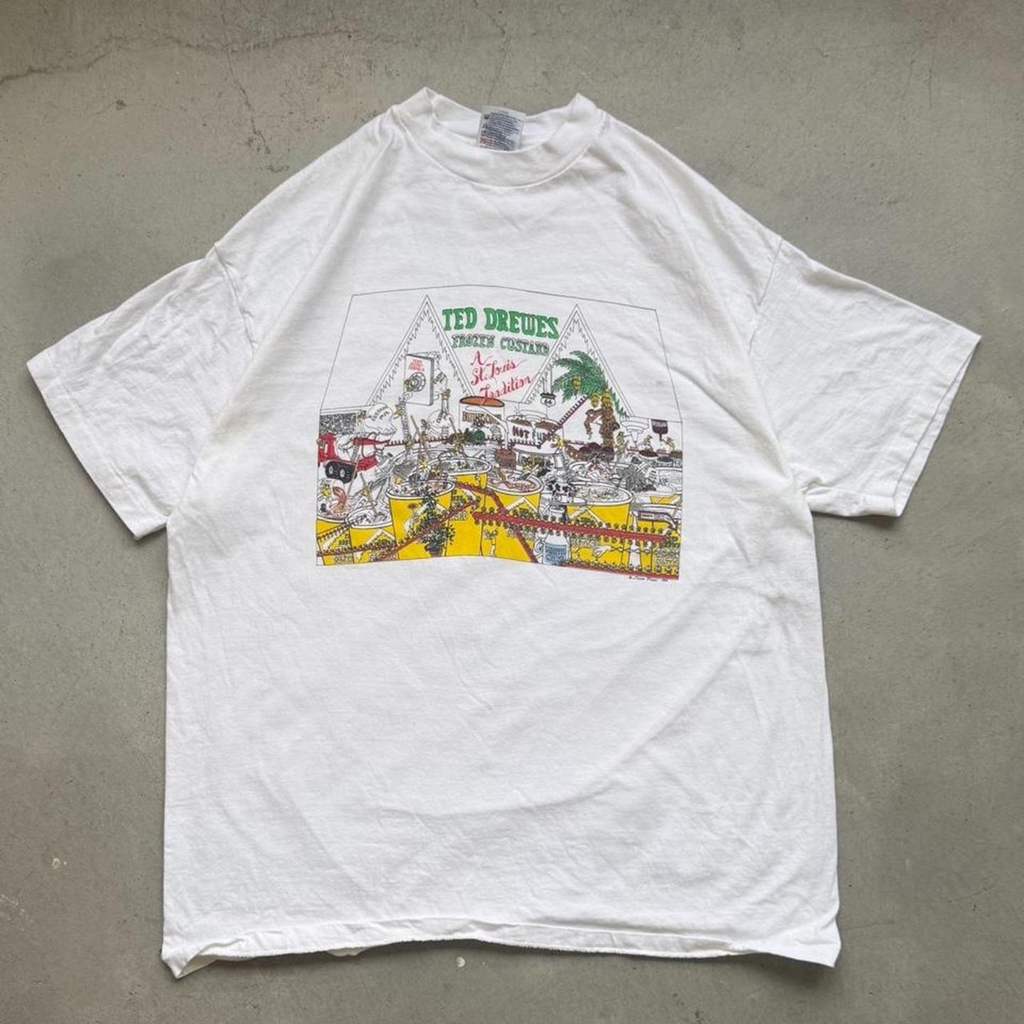 Vintage 90s Ted Drewes Frozen Custard Art Style T-Shirt - X-Large