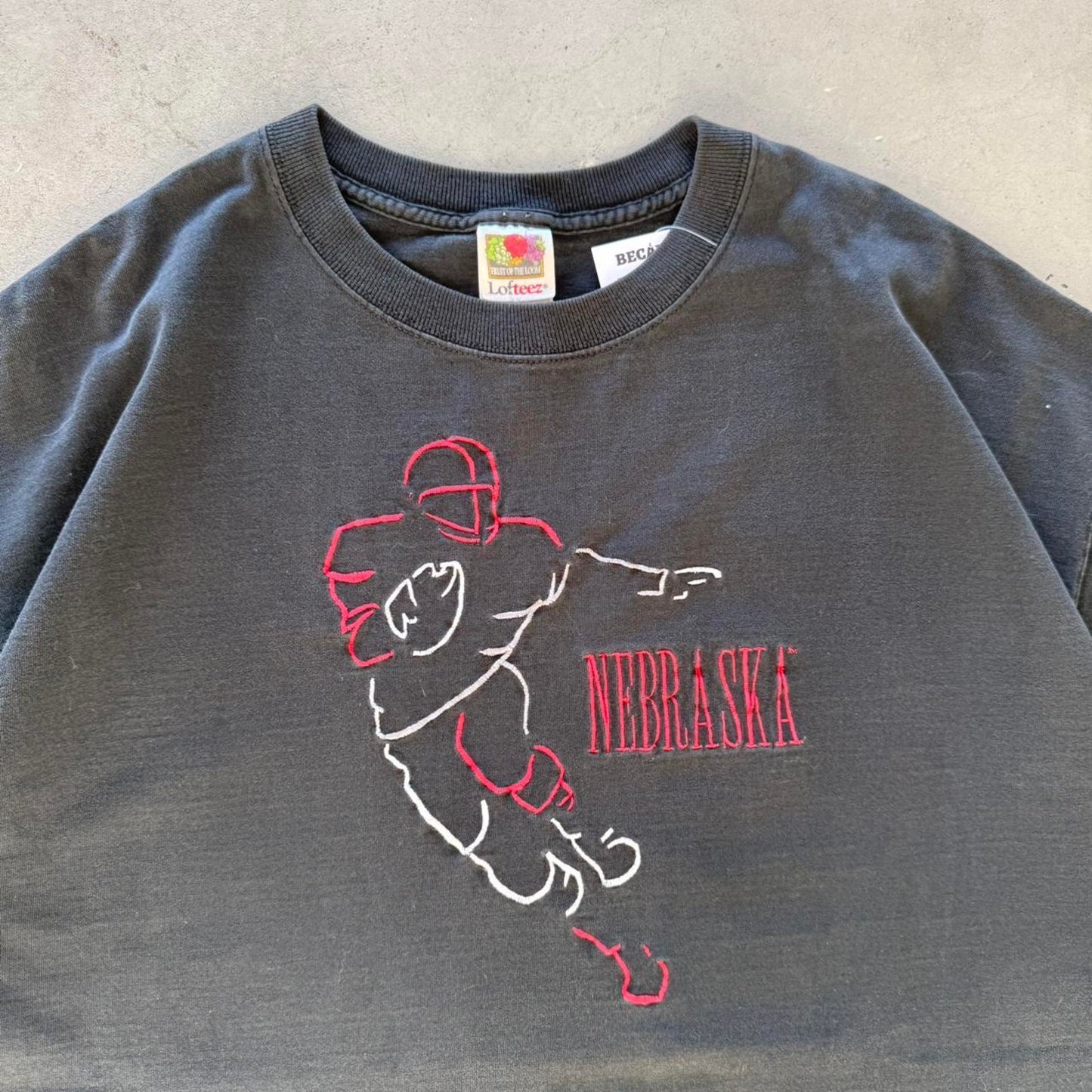 Vintage 90s Nebraska Huskers Embroidered Football T-Shirt - XX-Large