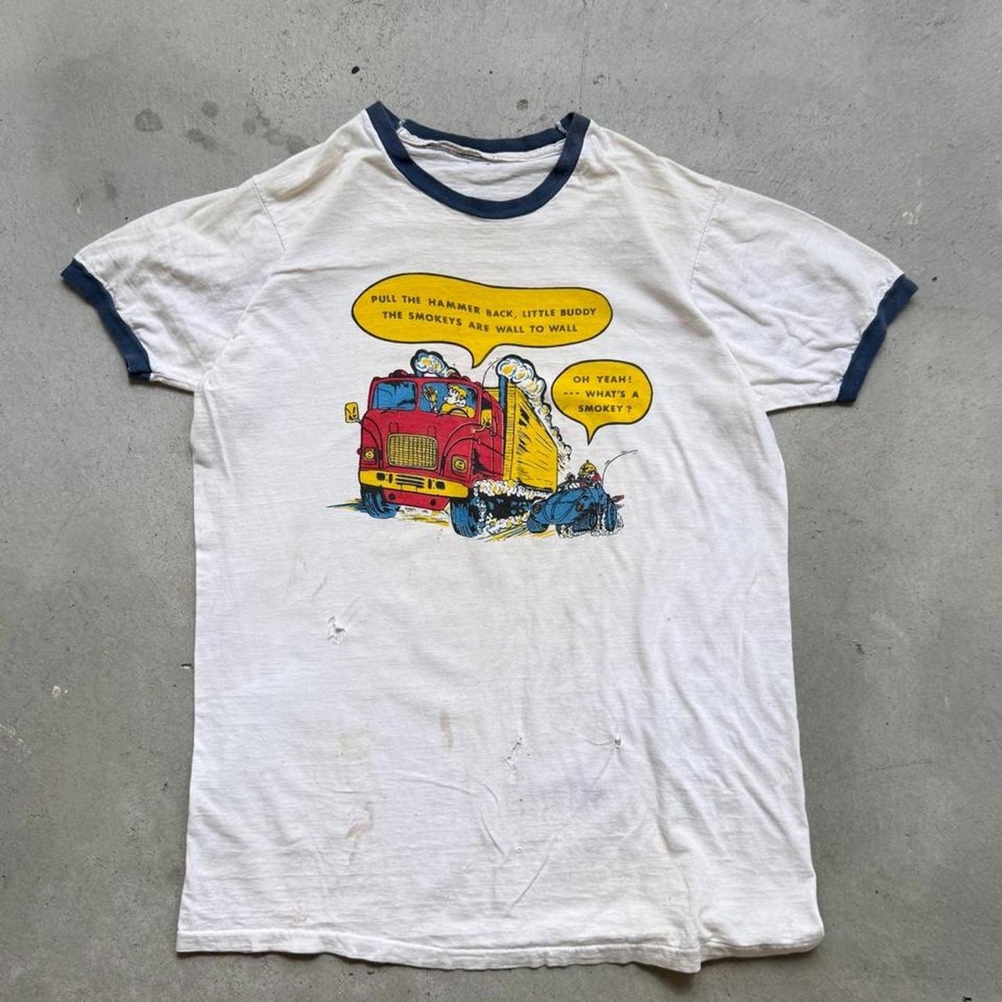 Vintage 70s Trucking Pull the Smokey’s Ringer T-Shirt - Medium
