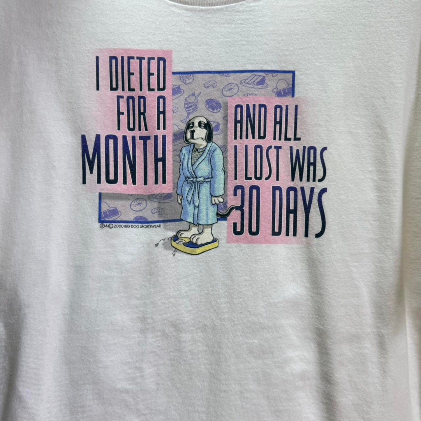 Vintage 90s Big Dogs Diet Humor T-Shirt