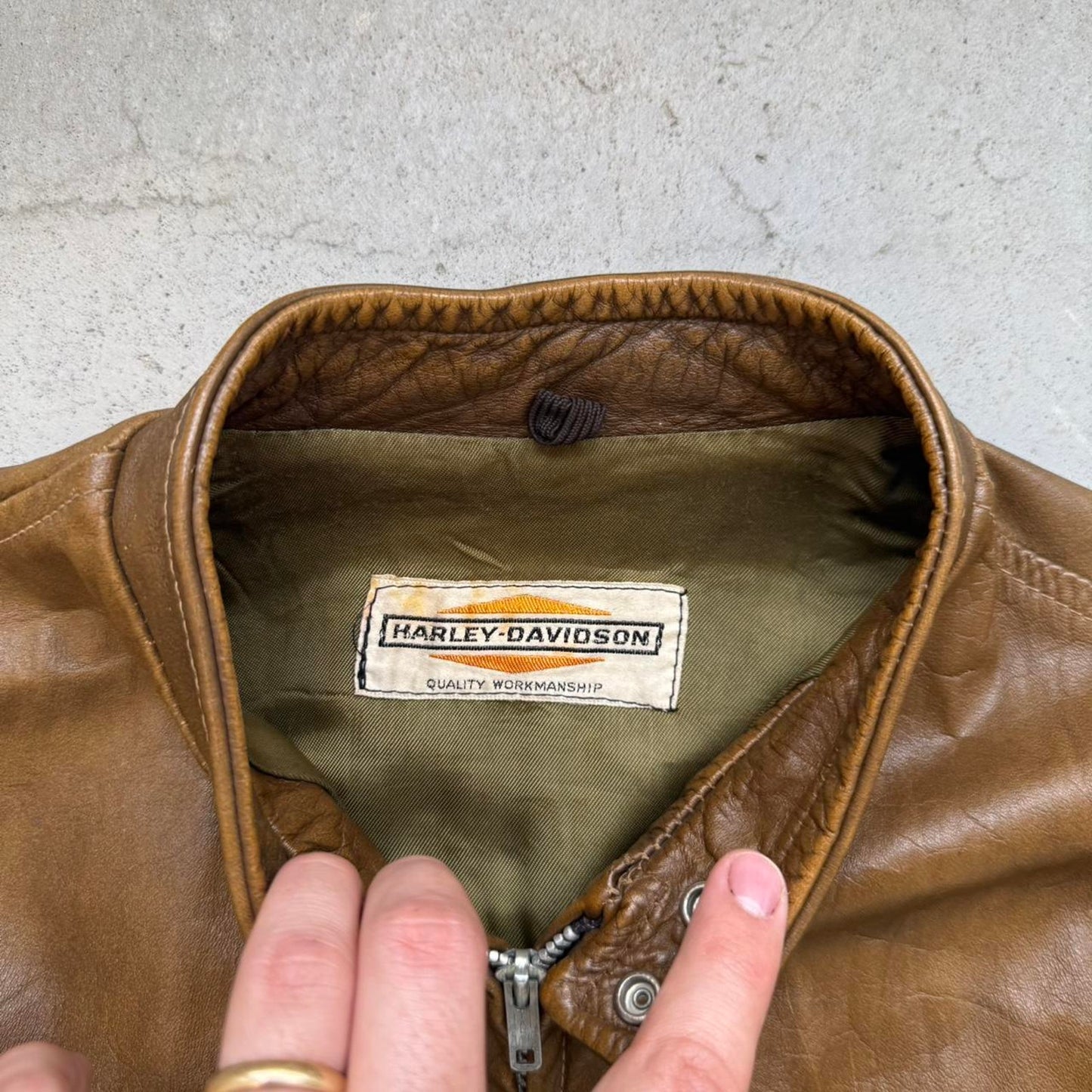 Vintage 70s Harley Davidson Motorcycles Leather Zip Up Jacket - Medium