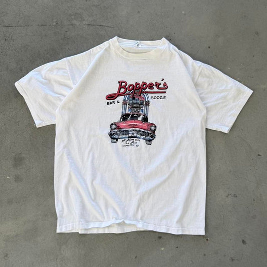 Vintage 80s Boppers Bar and Boogie Diner Car T-Shirt - X-Large