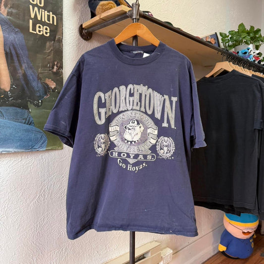 Vintage 90s Paint Splatter Georgetown Hoyas T-Shirt - XX-Large