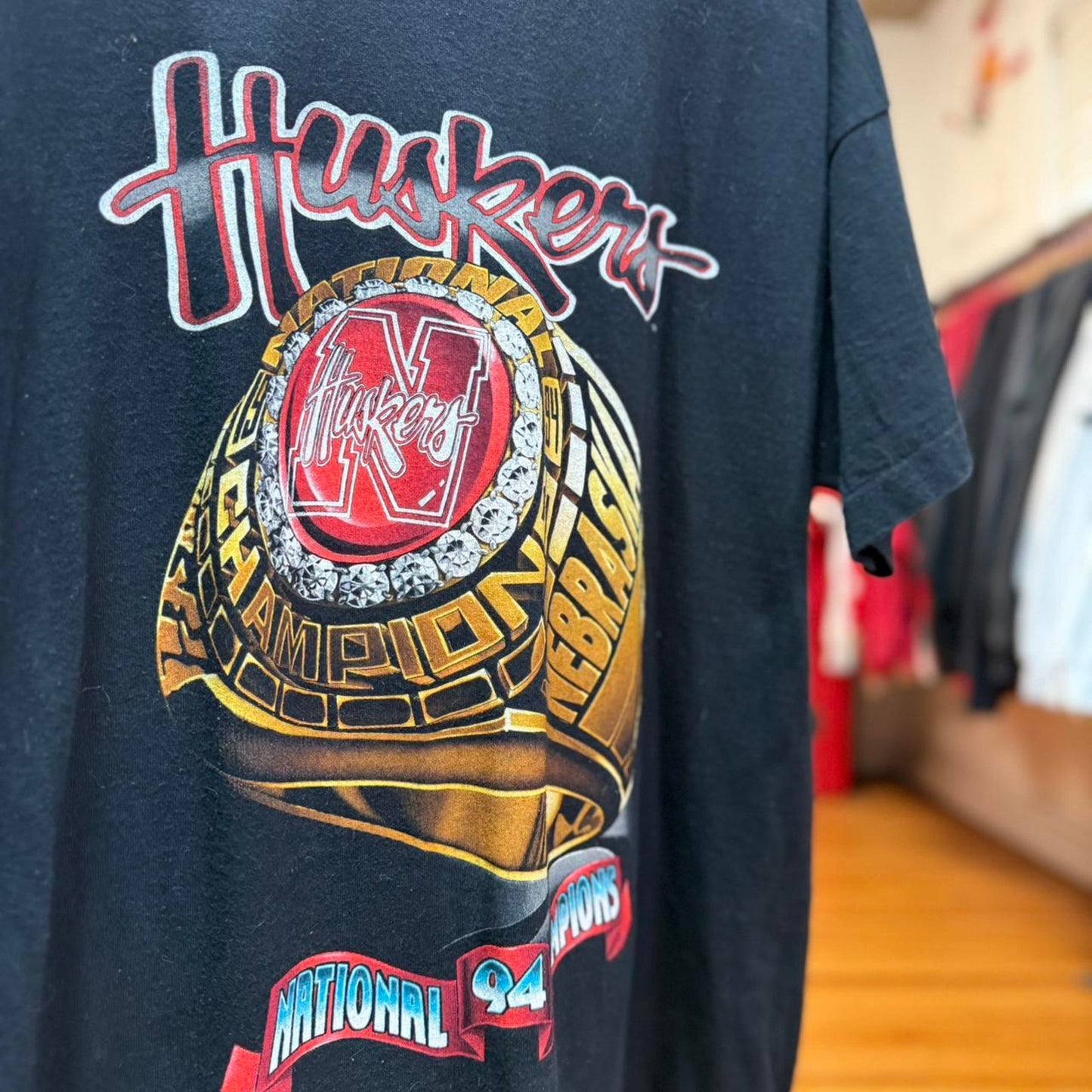 Vintage 90s Nebraska National Championship Ring T-Shirt - X-Large