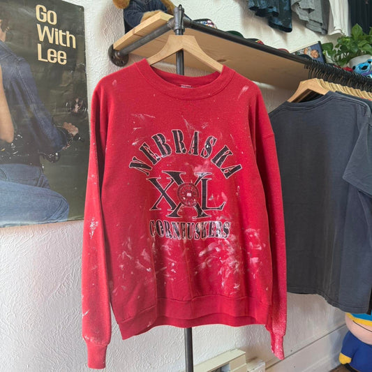 Vintage 90s Nebraska Huskers Paint Splatter Crewneck - X-Large