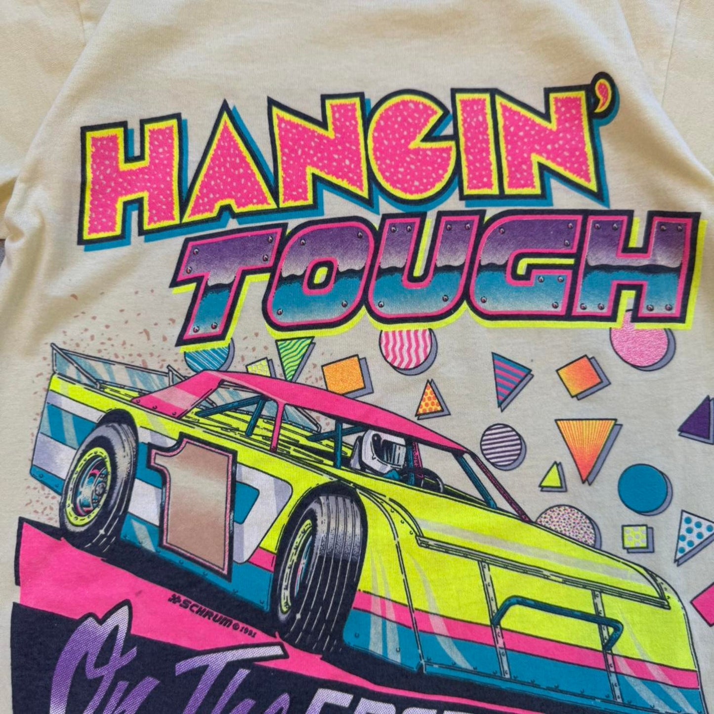 Vintage 90s Hangin Tough Dirt Track Racing T-Shirt - Kids Medium