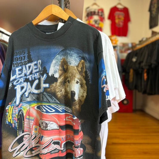 Vintage 90s NASCAR Leader of the Pack Racing Race Car AOP Jeff Gordon T-Shirt