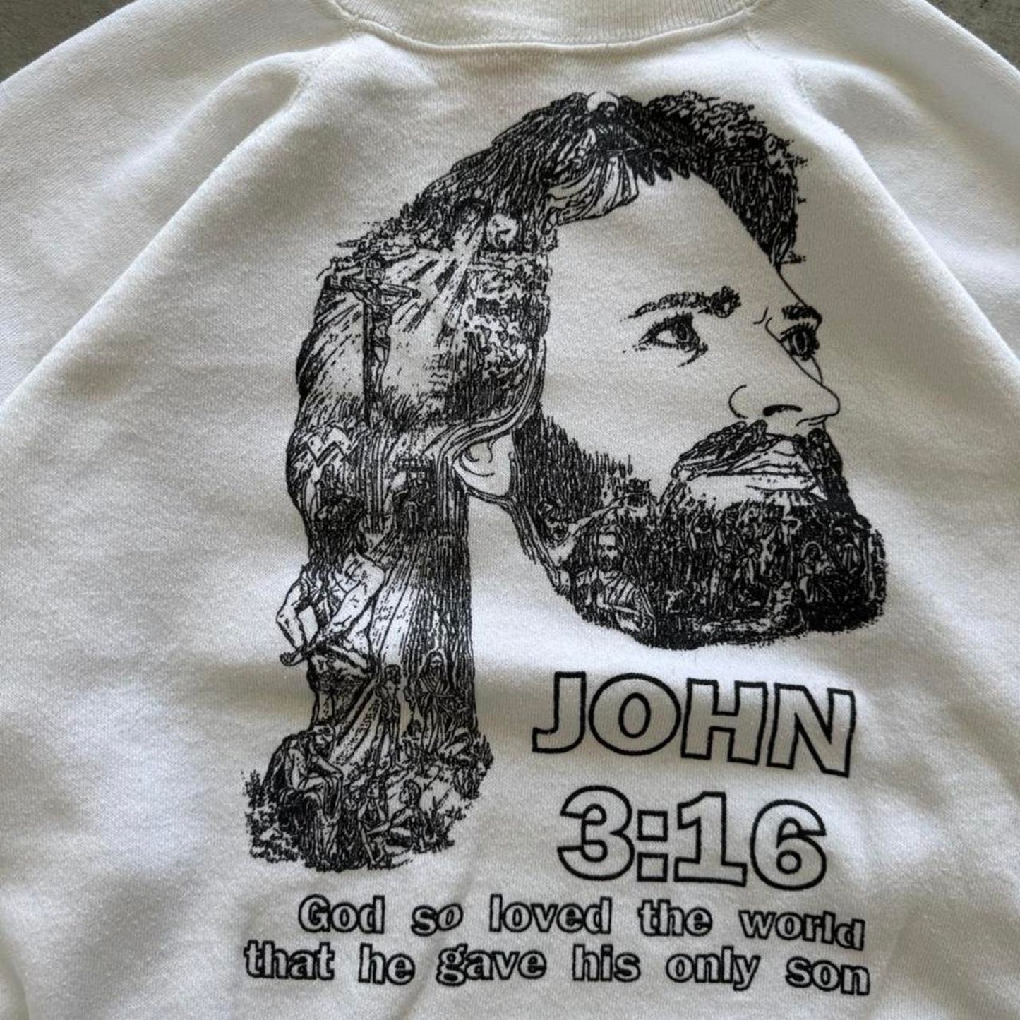 Vintage 90s Jesus John 3:16 Bible Art Crewneck - X-Large