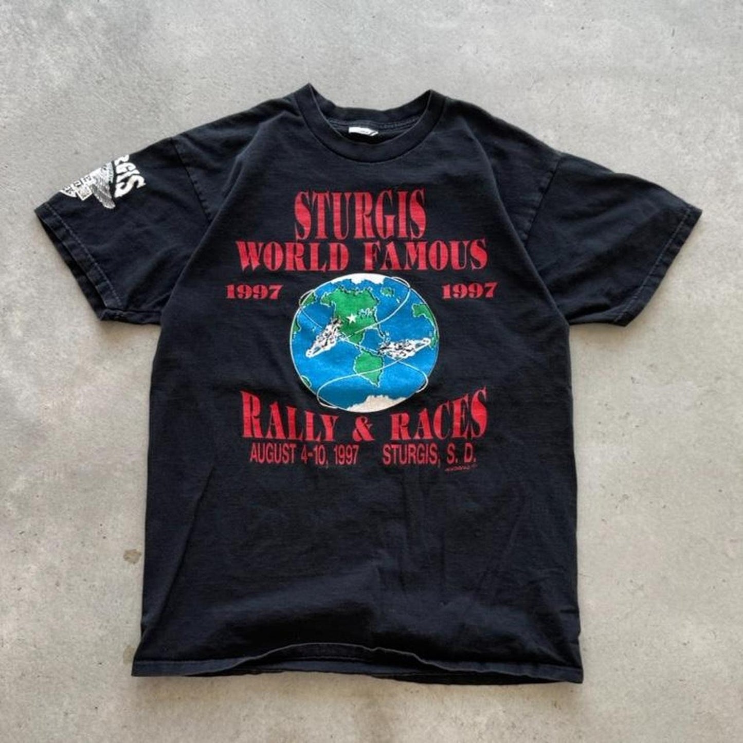 Vintage 1997 Sturgis World Famous Rally Biker Motorcycle T-Shirt - Large