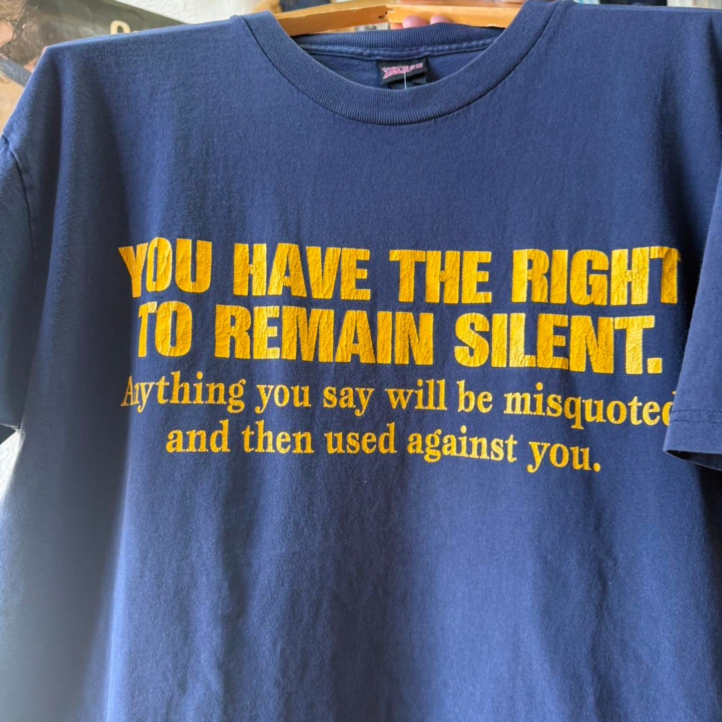 Vintage You Have the Right to Remain Silent Text Humor Government T-Shirt - X-Large