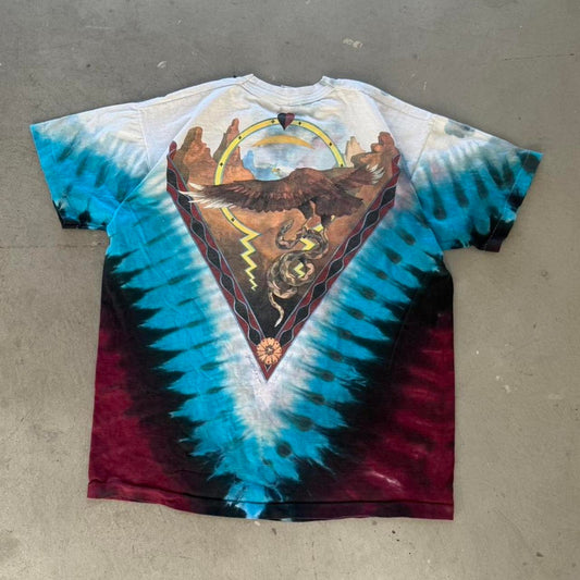 Vintage 90s Liquid Blue Cow Skull Western Animal T-Shirt - X-Large