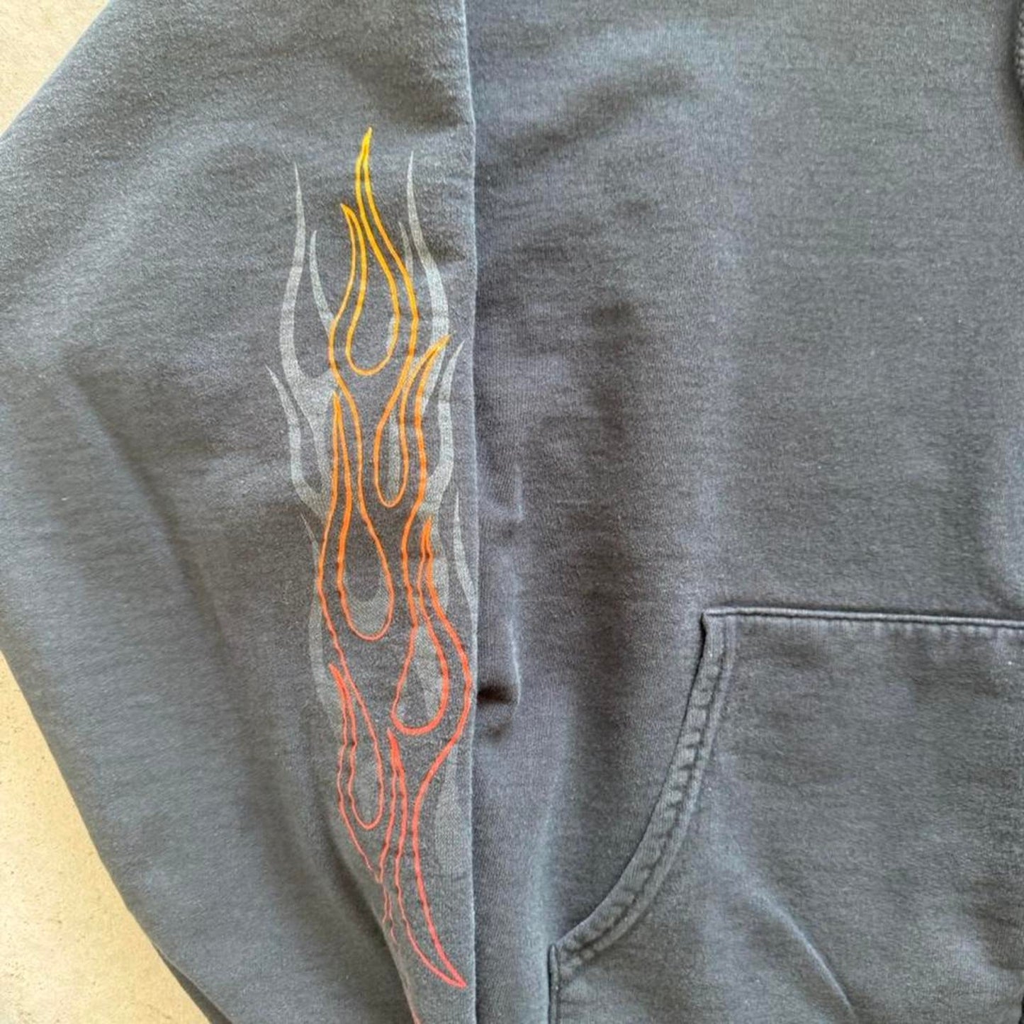 Vintage Harley Davidson Flame Sleeve Bike Zip Up Hoodie - XX-Large