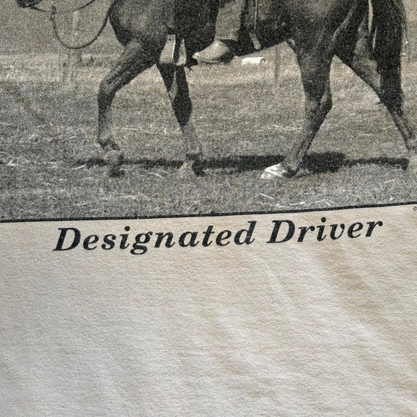 Vintage Designated Driver Cowboy Dog Horse Humor T-Shirt - X-Large