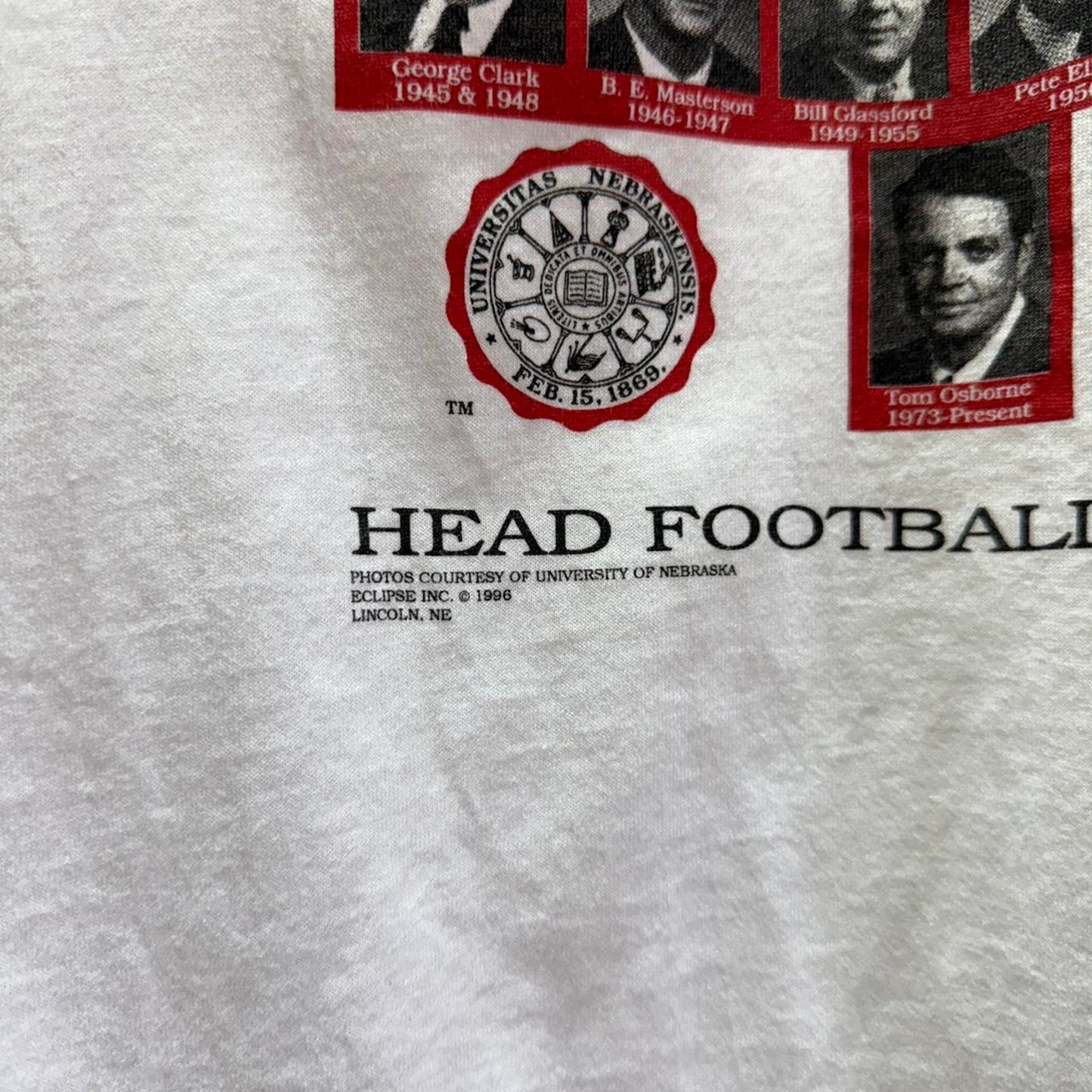 Vintage 90s Nebraska Huskers Head Football Coach T-Shirt