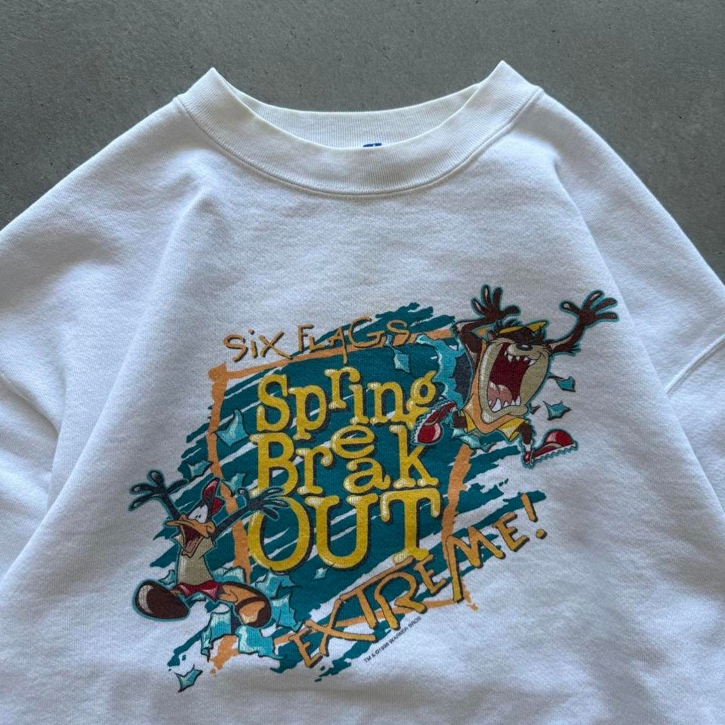 Vintage 90s Six Flags Looney Tunes Cartoon Crewneck - Large