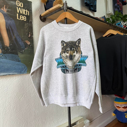 Vintage 90s Wolf Animal Nature Crewneck - Large