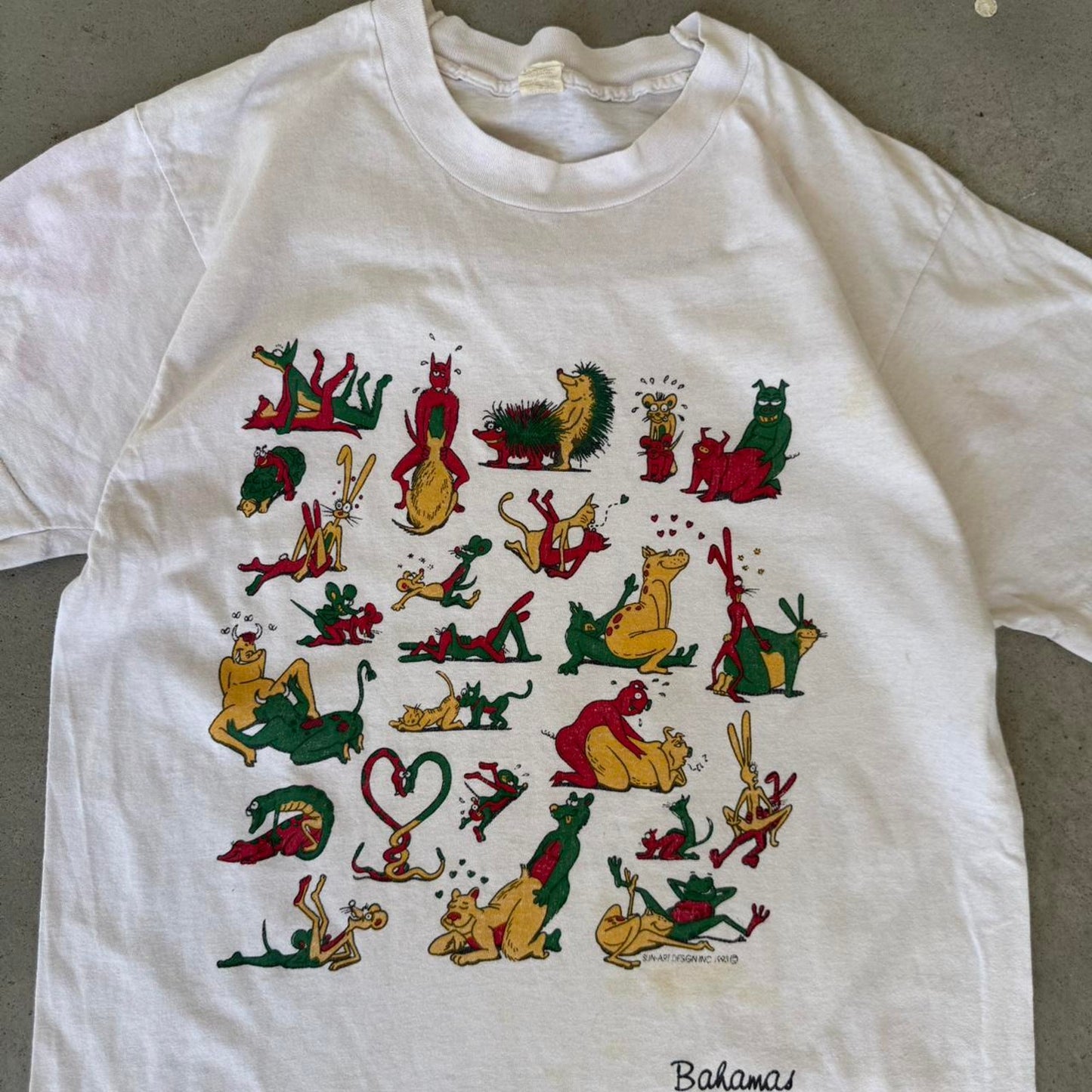 Vintage 90 Cartoon Sex Position Funny T-Shirt - Large
