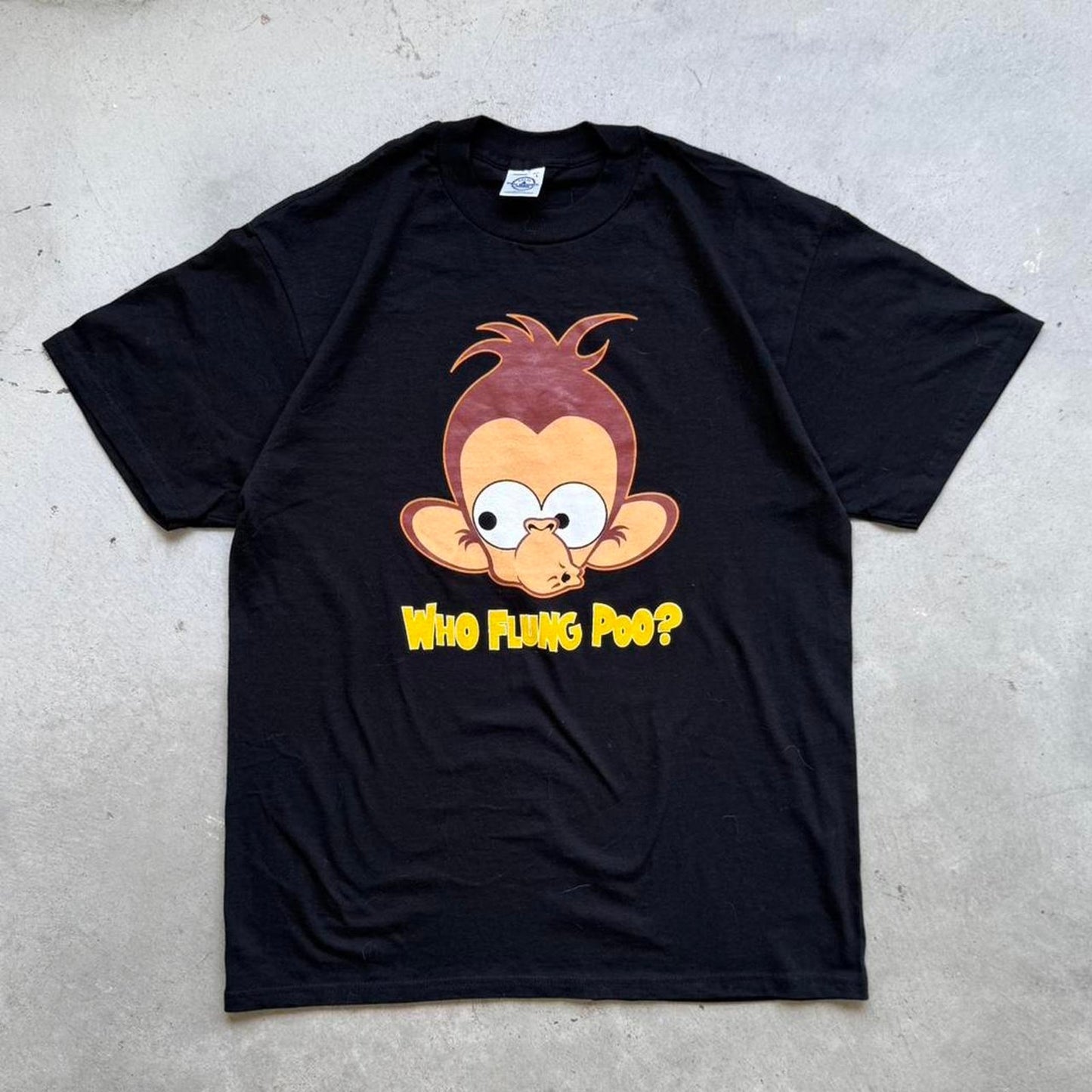 Vintage 90s Who Flung Pop Monkey Humor T-Shirt - Large
