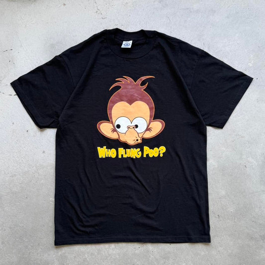 Vintage 90s Who Flung Pop Monkey Humor T-Shirt - Large