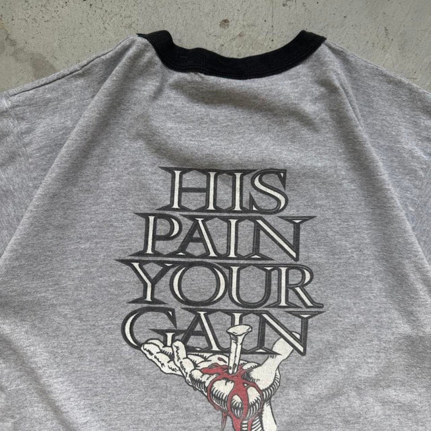 Vintage Lords Gym His Pain Your Gain Jesus T-Shirt - Large