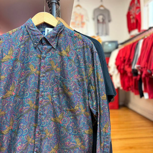 Vintage 90s Gap Pheasant Animal All Over Print Shirt - Medium